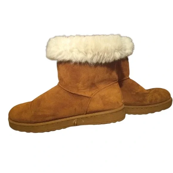 Women's Fur Lined Boots by SO (Kohls) Brown Faux Suede Size 8 M US - Picture 3 of 6